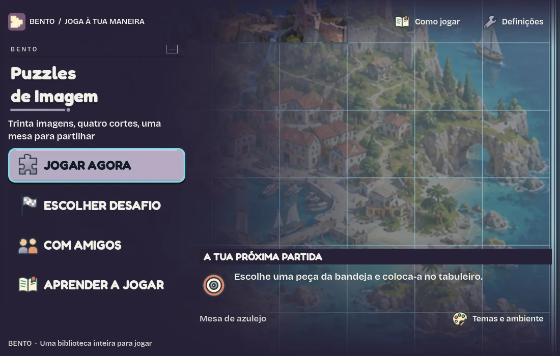 Ecrã inicial de Bento Puzzles de Imagem